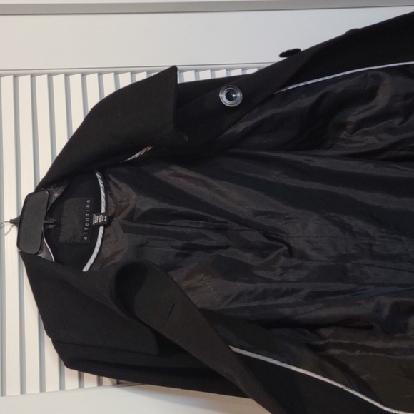 Attention Black Belted Overcoat Size XL - Picture 5 of 9